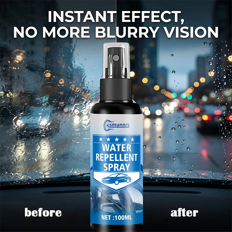 Nano Rainproof Spray, Suitable for Car windows, Helmets, and Home Glass and Bathroom Mirrors. Cleans Glass and Improves Clarity.