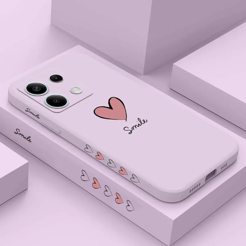 Note 13 Pink Heart Silicone Phone Case For Xiaomi Redmi Note 13 13Pro shatterproof Protection Redmi Note 13ProPlus Back Cover