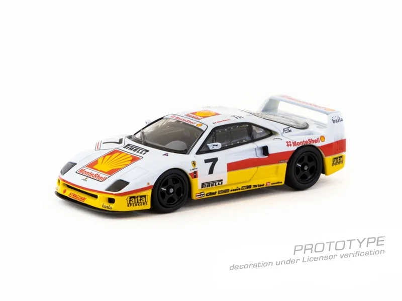 Tarmac Works x IXO 1:64 F40 GT YellowWhite #7 Diecast Model Car