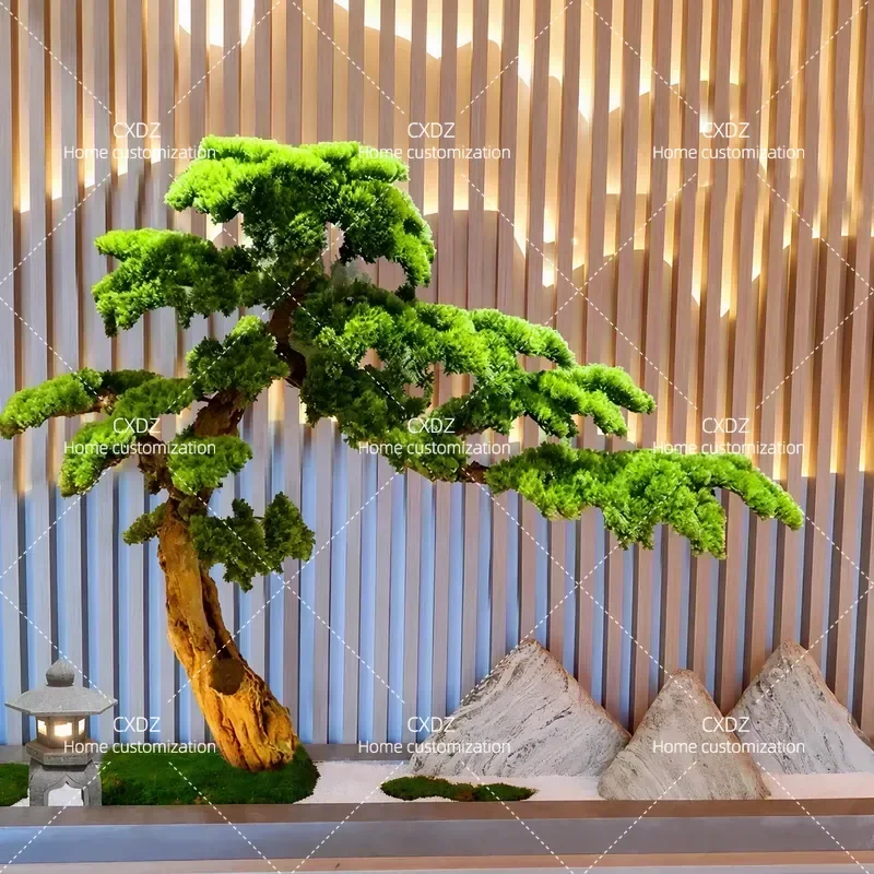 Simulation Pine Tree Welcome Pine New Chinese Style Porch Decoration Under Stairs Ornament Indoor Large Fake Tree Green Plant