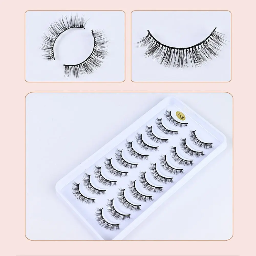 5 Pairs Eyelash Extension 3D Mink Eyelashes Black Stem Natural Thick Makeup Tool Chemical Fiber Volume Dramatic