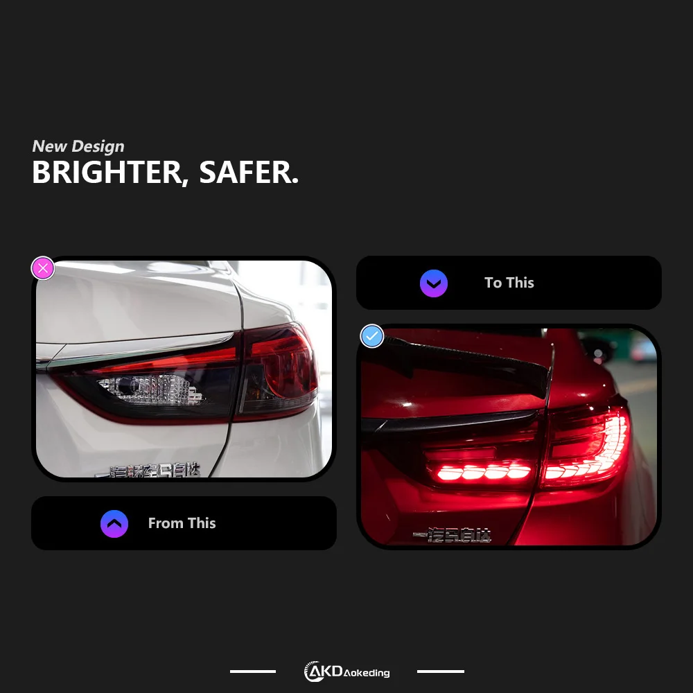 Car Lights for Mazda 6 2013-2018 Atenza Mazda6 LED Auto Taillight Assembly Upgrade Dragon Scale Design Dynamic Lamp Accessories