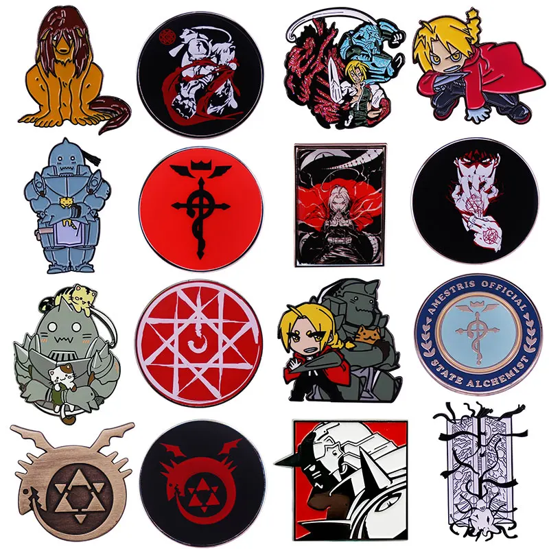 Japanese Animation Fullmetal Alchemist Enamel Pins Cartoon Anime Metal Brooch Badge Fashion Jewellery Backpack Accessory Gifts