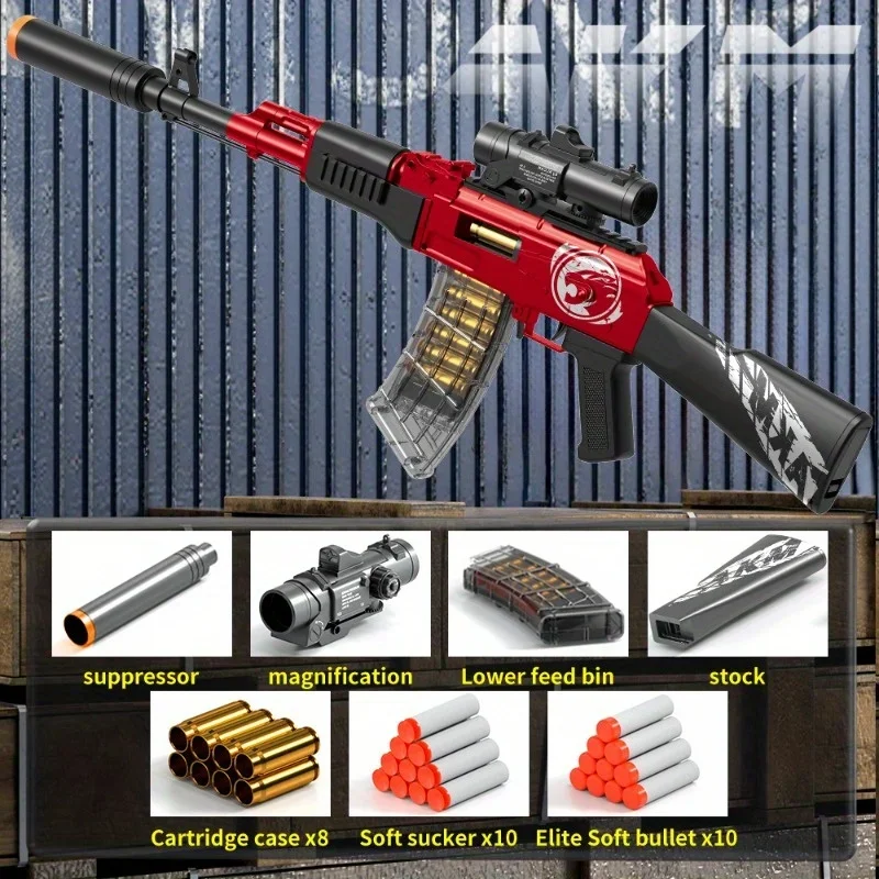 Manual explosão escudo ejeção bala macia crianças menino simulação brinquedo arma pai-filho batalha ao ar livre ak47 rifle de assalto