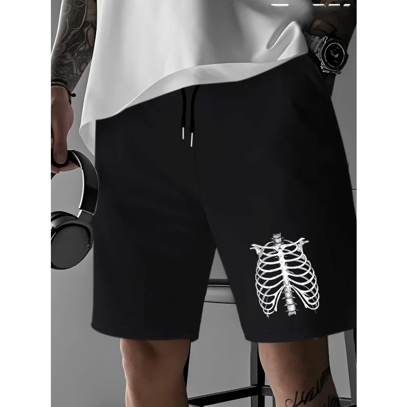 

Мужские темные готические повседневные шорты для фитнеса в уличном стиле, летняя новинка, унисекс, спортивные повседневные шорты