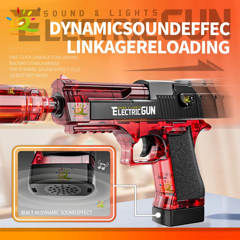 HUIQIBAO Led الباعثة للضوء الكهربائية الصحراء النسر التلقائي بندقية الدخان بندقية اللعب أضواء الاستشعار التلقائي مسدس لعبة للكبار