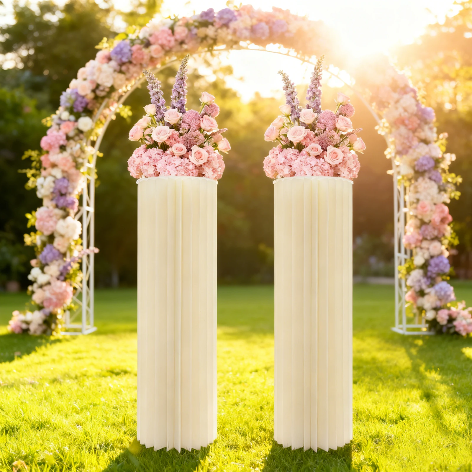 Image of 2 Stück 30*100cm Papp-Blumenständer, Zylinderständer, Dekoration für Hochzeit, Babyparty, Geburtstage, Feiern, Events