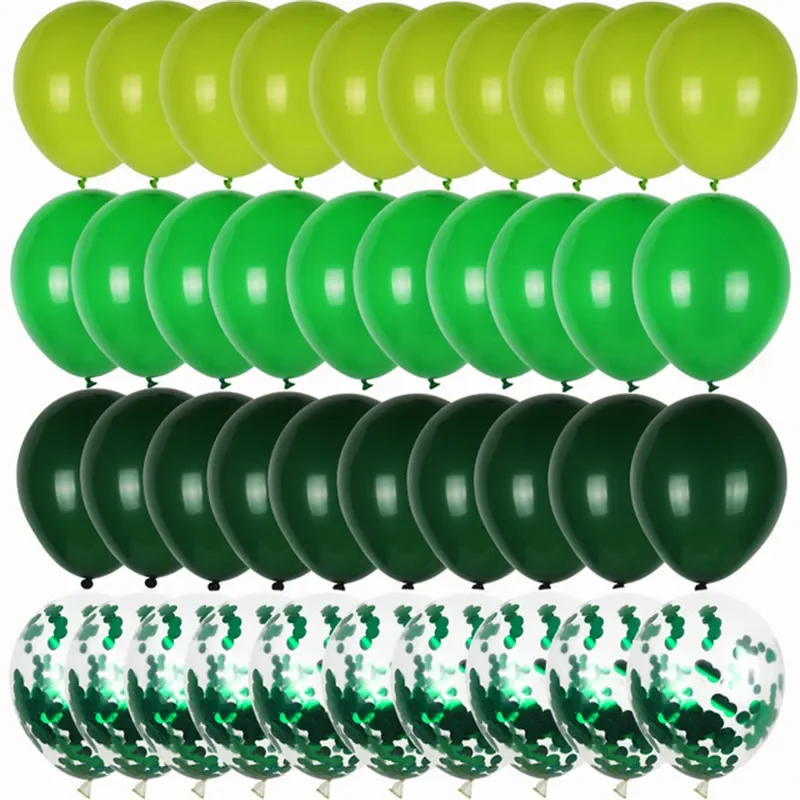 

Green Balloons Set: 40pcs Chrome Metallic Confetti Ballon Jungle Safari Animal Birthday Party Decoration Wedding Balloon Garland