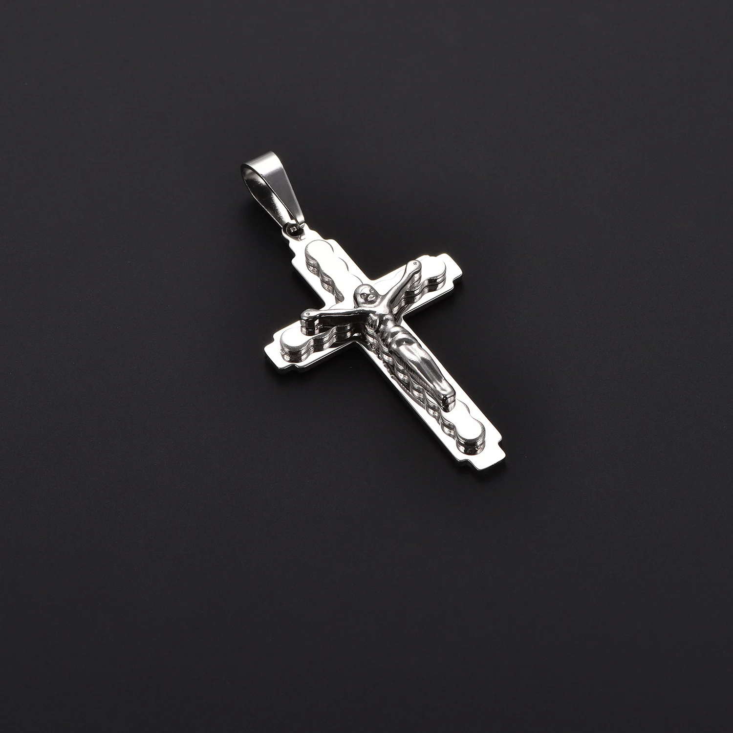 Jesus Kreuz Kruzifix Anhänger Edelstahl Goldfarben Christliche Anhänger Religiöser Schmuck Zubehör Jubiläumsgeschenk – Detail 4