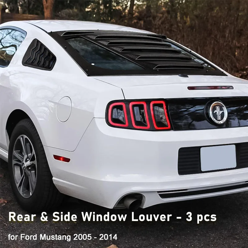 2005- 2014 Rear And Side Window Louvers Sun Shade Cover In GT Lambo Style Compatible For Ford Mustang 2005-2014 V6 V8