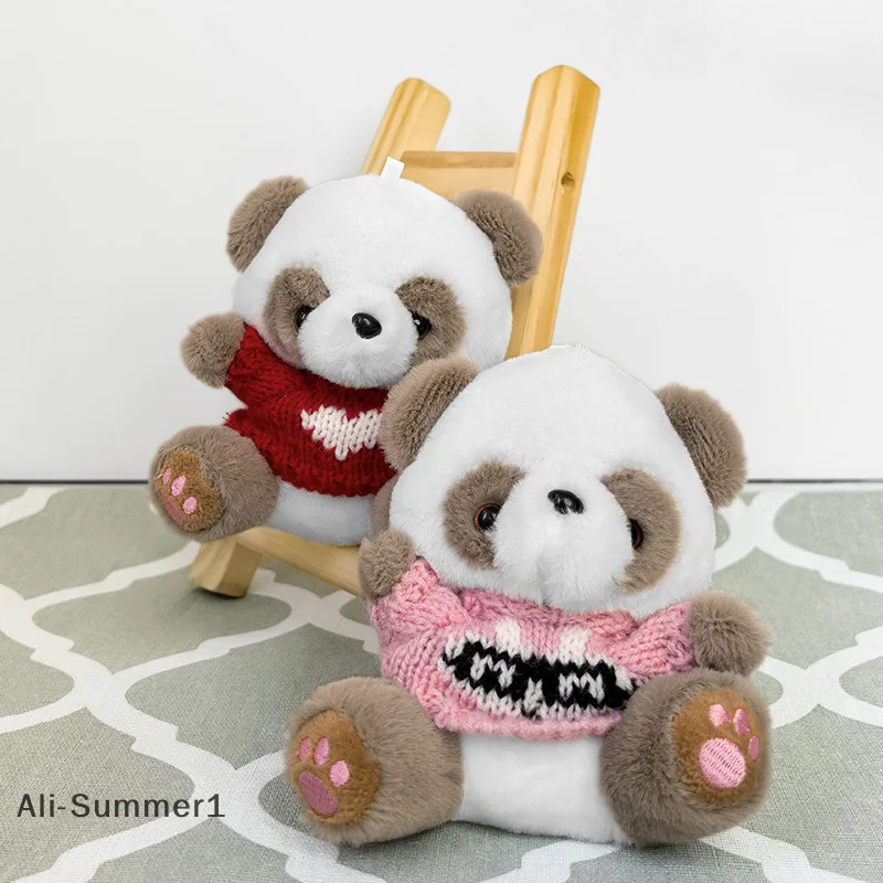 【E】Cute Dressing Panda Children Plush Toys Couple Keychain Pendant Cute Teddy Bear Plush Toy