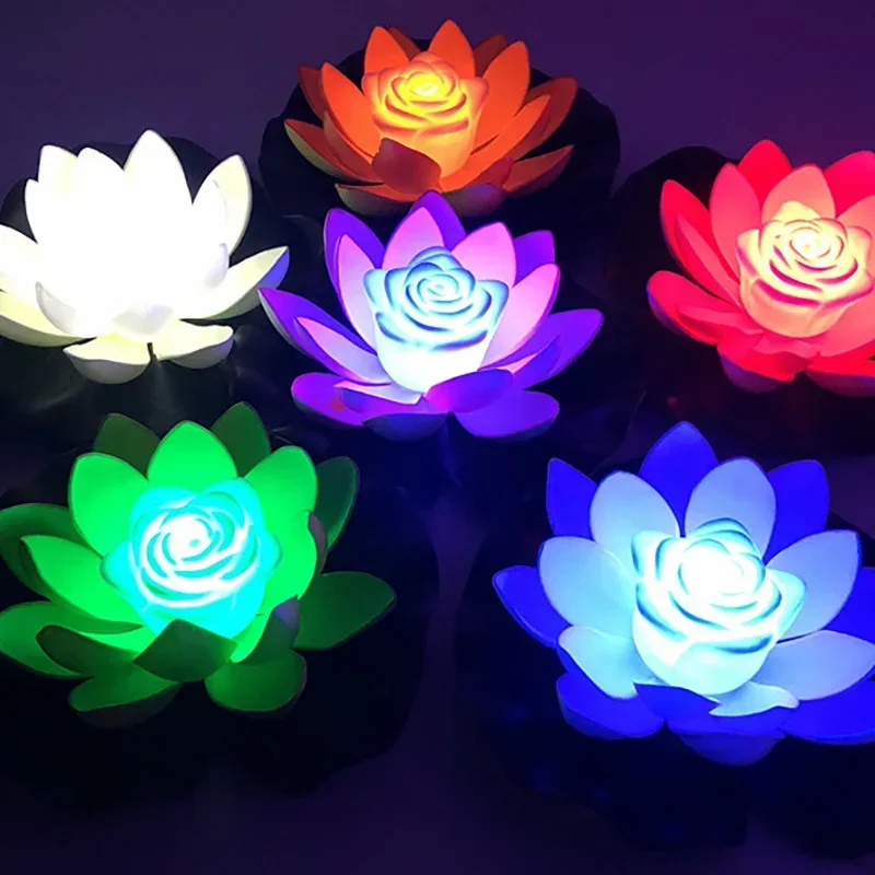 Energy Saving Solar Powered Lamp Night Light LED 18/28cm Artifical Floating Lotus Lotus Garden Pool Pond Fountain Decoration