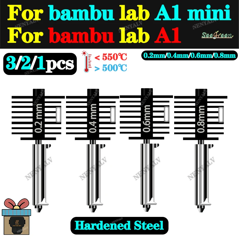 For Hardened Steel Nozzle For bambu lab a1 mini hotend For bambu lab a1 accessories 0.4mm nozzle For bambu lab a1 nozzle