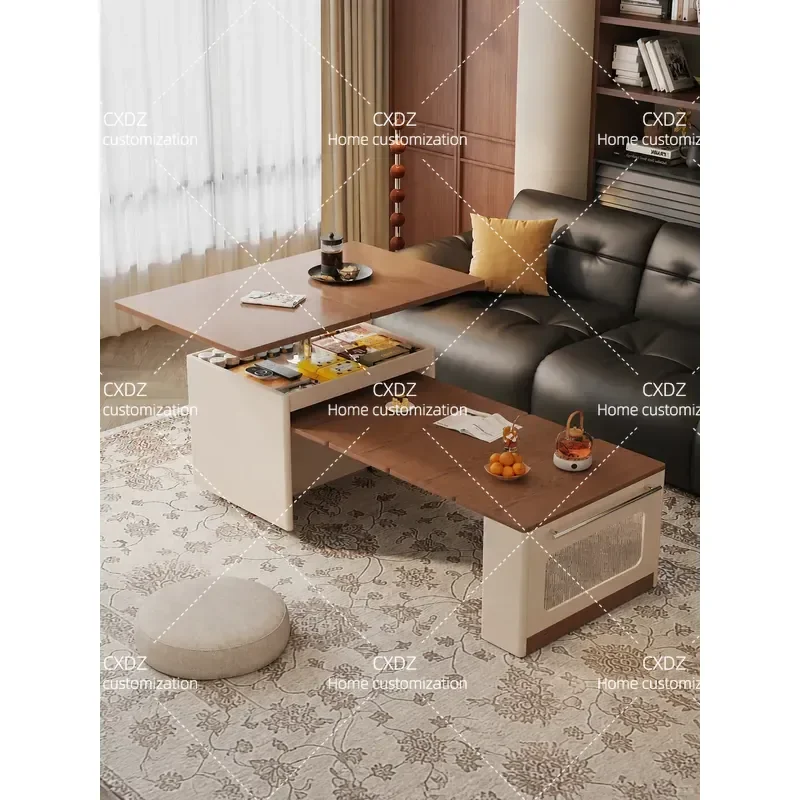 Lifting Mobile Coffee Table Retractable Folding Tea Table Multi Functional Sofa Side Table for Small Apartment Living Room