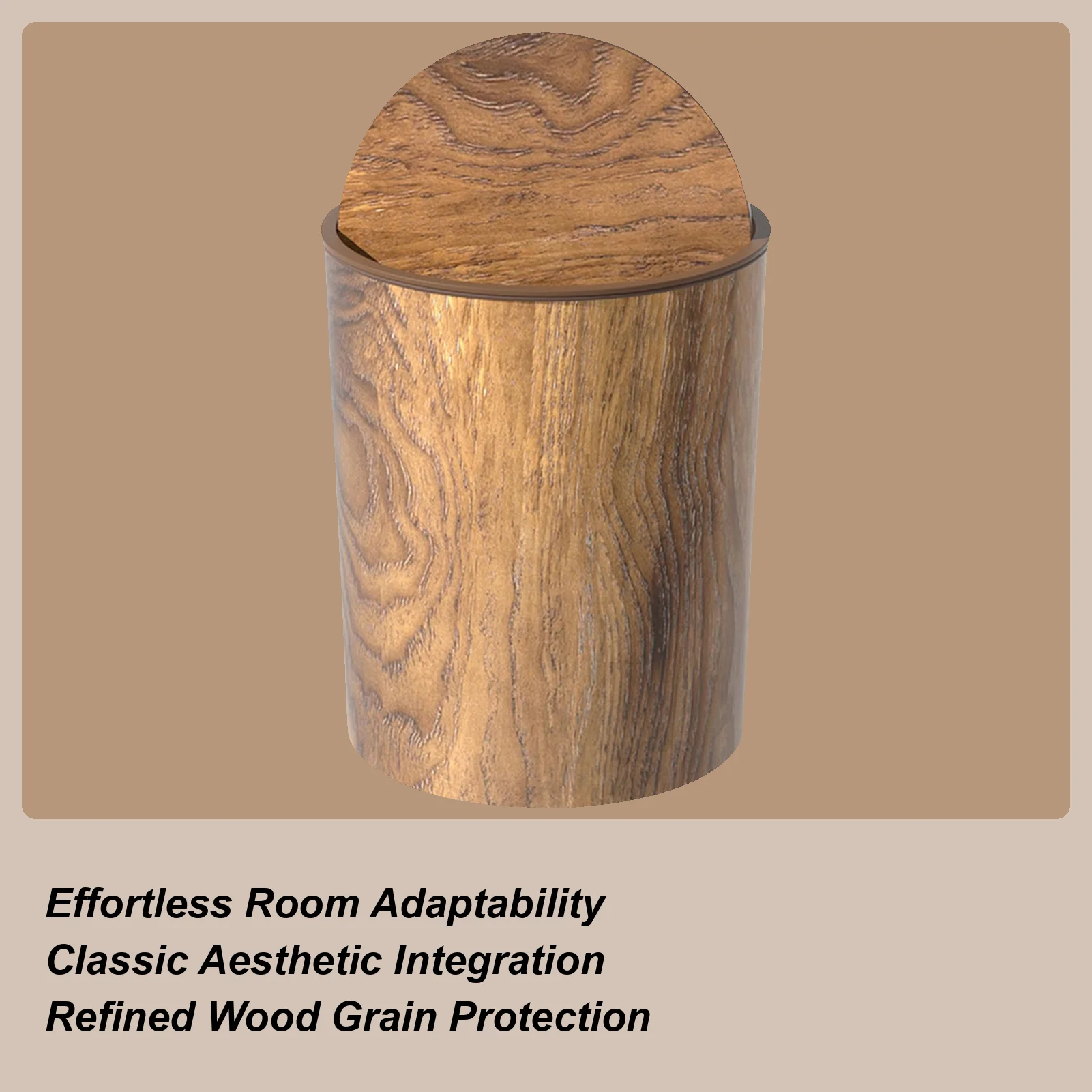 

Мусорный бак под дерево с качающейся крышкой, кухонный мусорный бак под дерево, мусорная корзина в стиле ретро, мусорная корзина для ванной комнаты, гостиной