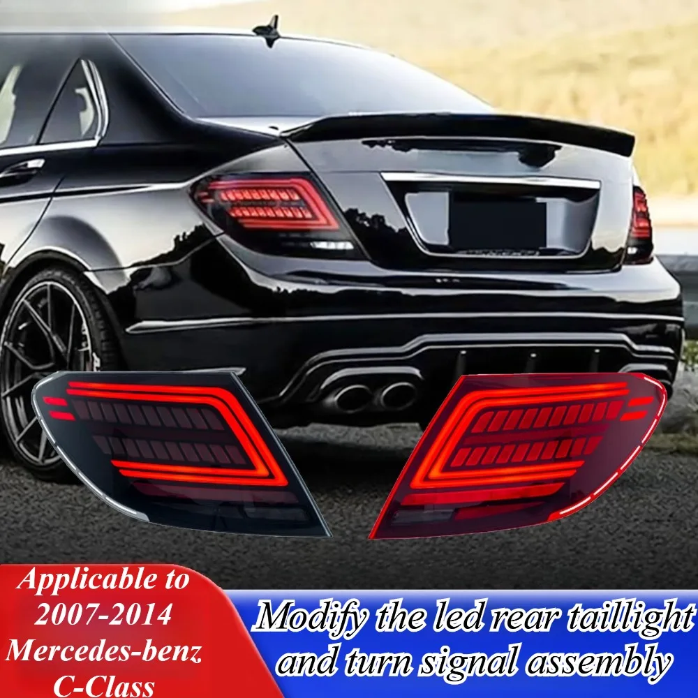 لمرسيدس بنز C-Class W204 2007-2014 LED أضواء خلفية الجمعية المدخن الأسود متتابعة بدوره إشارة ترقية استبدال أجزاء