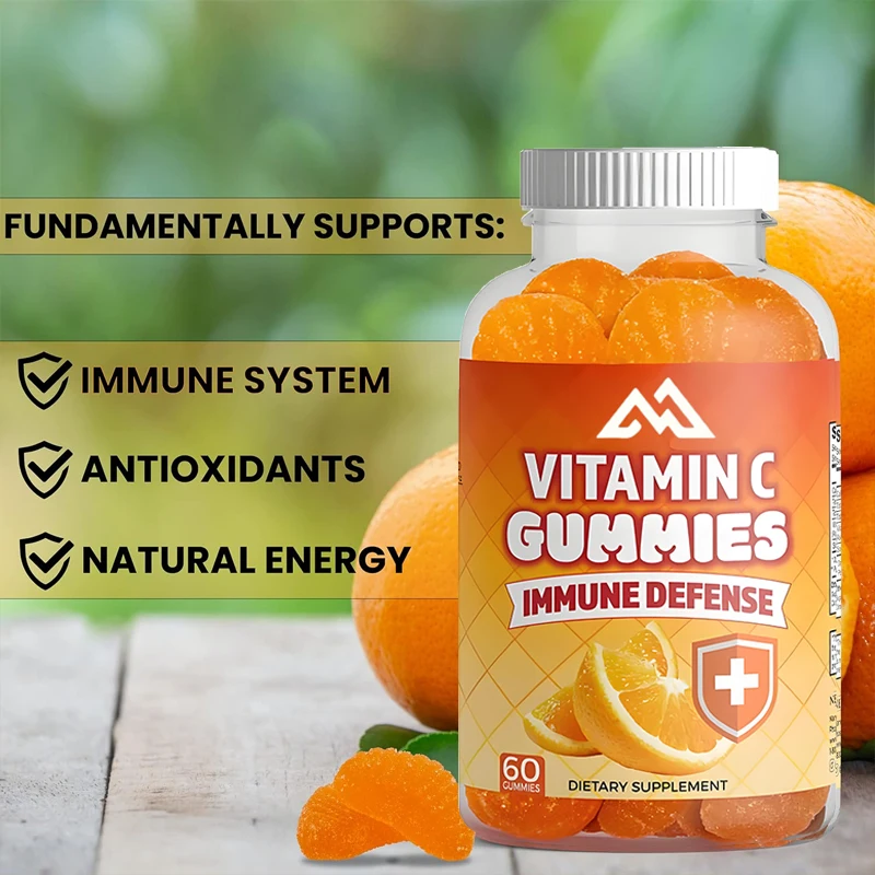 

Vitamin C gummies orange vitamin C gummies support a healthy immune system, gluten free vegetarian diet (60 pills)