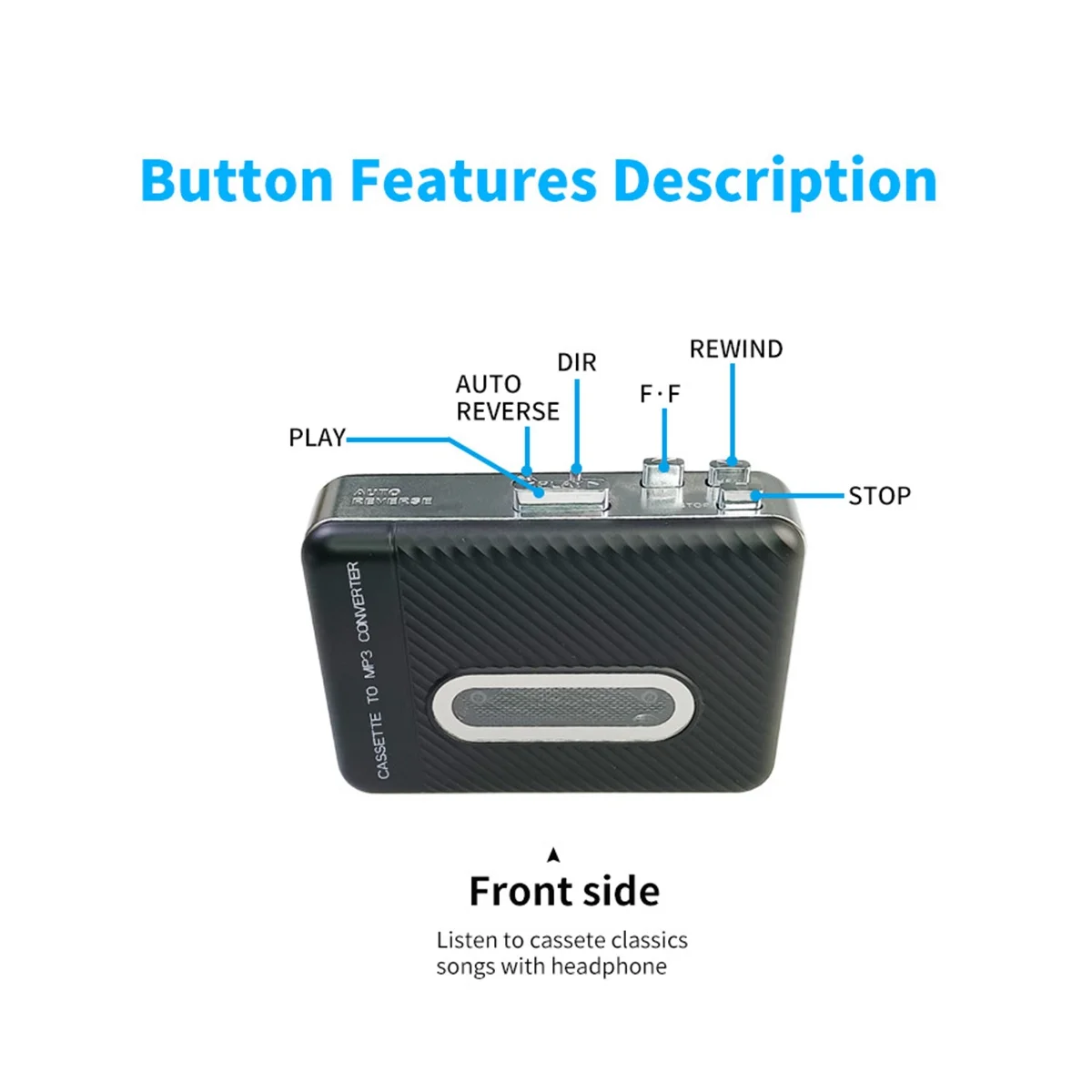 Cassette Tape to MP3 Music Converter USB Cassette Capture Walkman Tape Player Convert Tape to U Disk ,Without PC