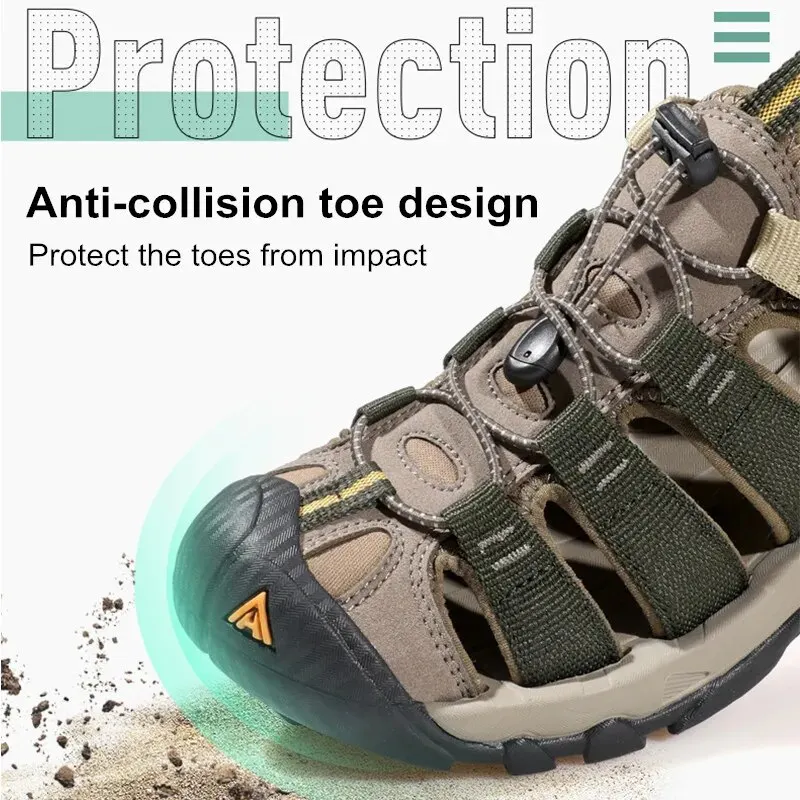 HUMTTO Summer Outdoor Sandals for Men Breathable Hiking Shoes Water Beach Mens Sandals Camping Climbing Aqua Sneaker HT-710445A