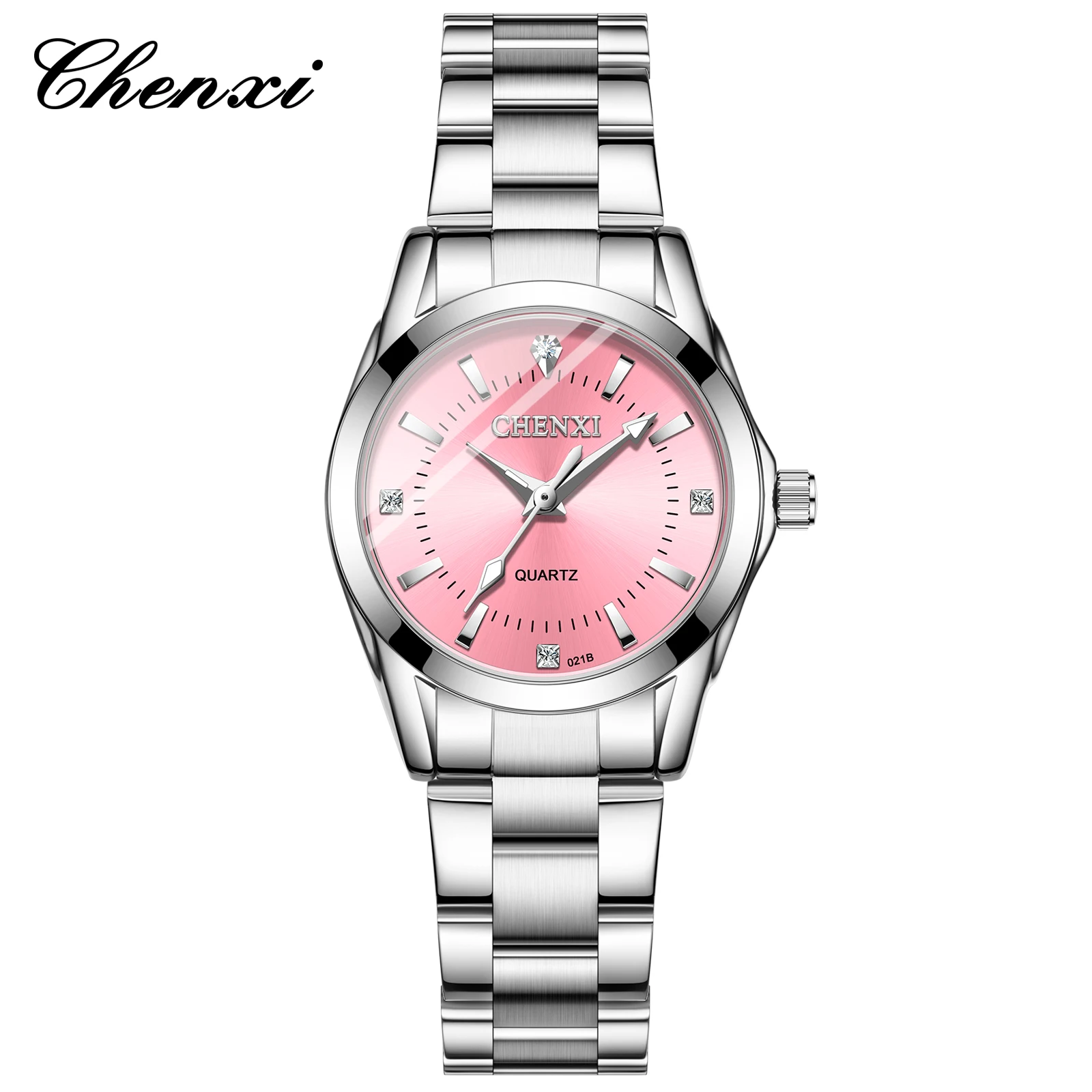 CHENXI 021B Women's Quartz Watch Fashion Elegant Waterproof Stainless Steel Strap Casual Wristwatch for Ladies Gift
