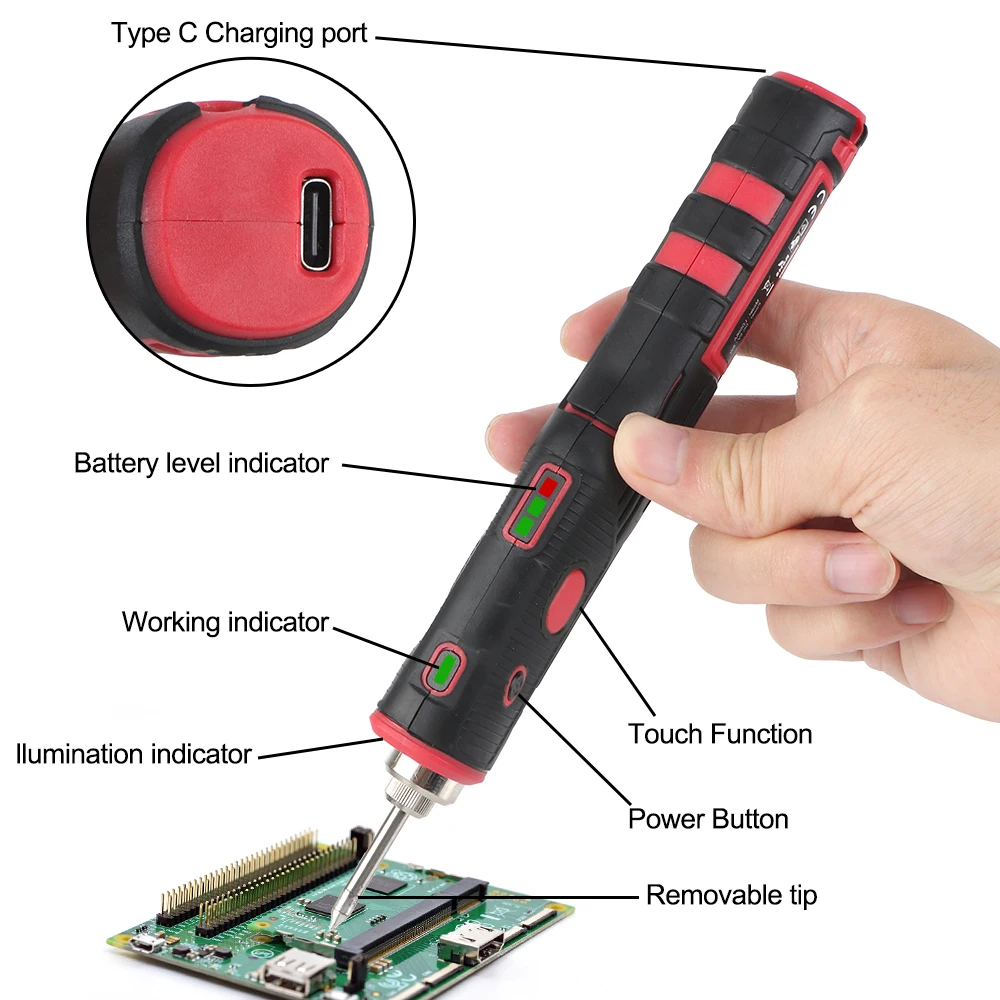 Imagem -03 - Kit de Solda Eletrônica Profissional Ferramenta de Solda Portátil Ferro de Solda sem Fio 1800mah