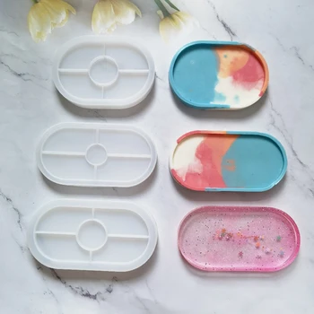 DIY หลายขนาดรูปไข่ถ้วยเบาะแม่พิมพ์ซิลิโคนอีพ็อกซี่เรซินแม่พิมพ์สําหรับถาดทํา Homemake CRAFT Decor เครื่องมือหล่อ