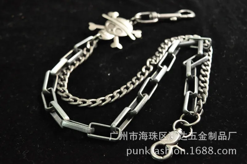 Hip hop punk male version non mainstream street dance ancient silver double-layer metal chain pants chain waist chain wallet