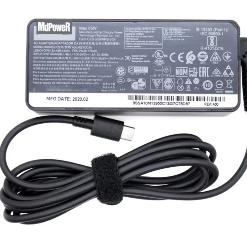 

Зарядное устройство переменного тока типа C 65 Вт для ноутбука Lenovo ThinkPad S3 T470 T480 T480S T490S T570 P51S P52s R480 R490 R590 T580