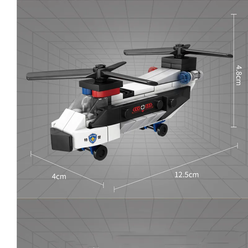 NEW DIY MOC City Plane SWAT Super Police CAR Dual-Rotor Helicopter Famous Building Blocks Bricks Kits Classic Model