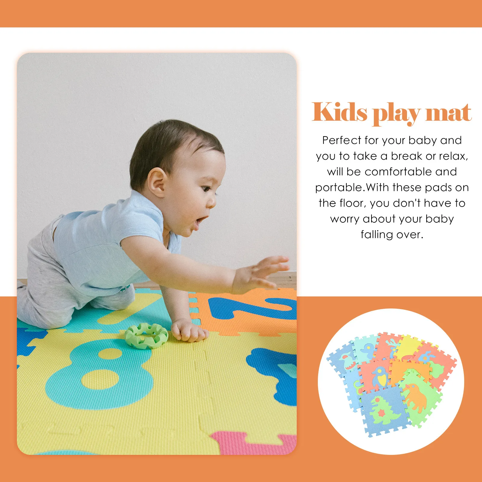 1 set 1 Set Interlocking Baby Play Mat Colorful Foams Floor Pad Eva Flooring Tiles Breathable Durable Puzzle Floor Cushion Baby