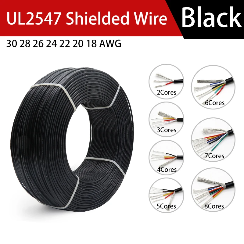 

1~20m UL2547 Shielded Wire 30 28 26 24 22 20 18 AWG Channel Audio 2 3 4 5 6 7 8 Cores Headphone Control Copper Signal Cable