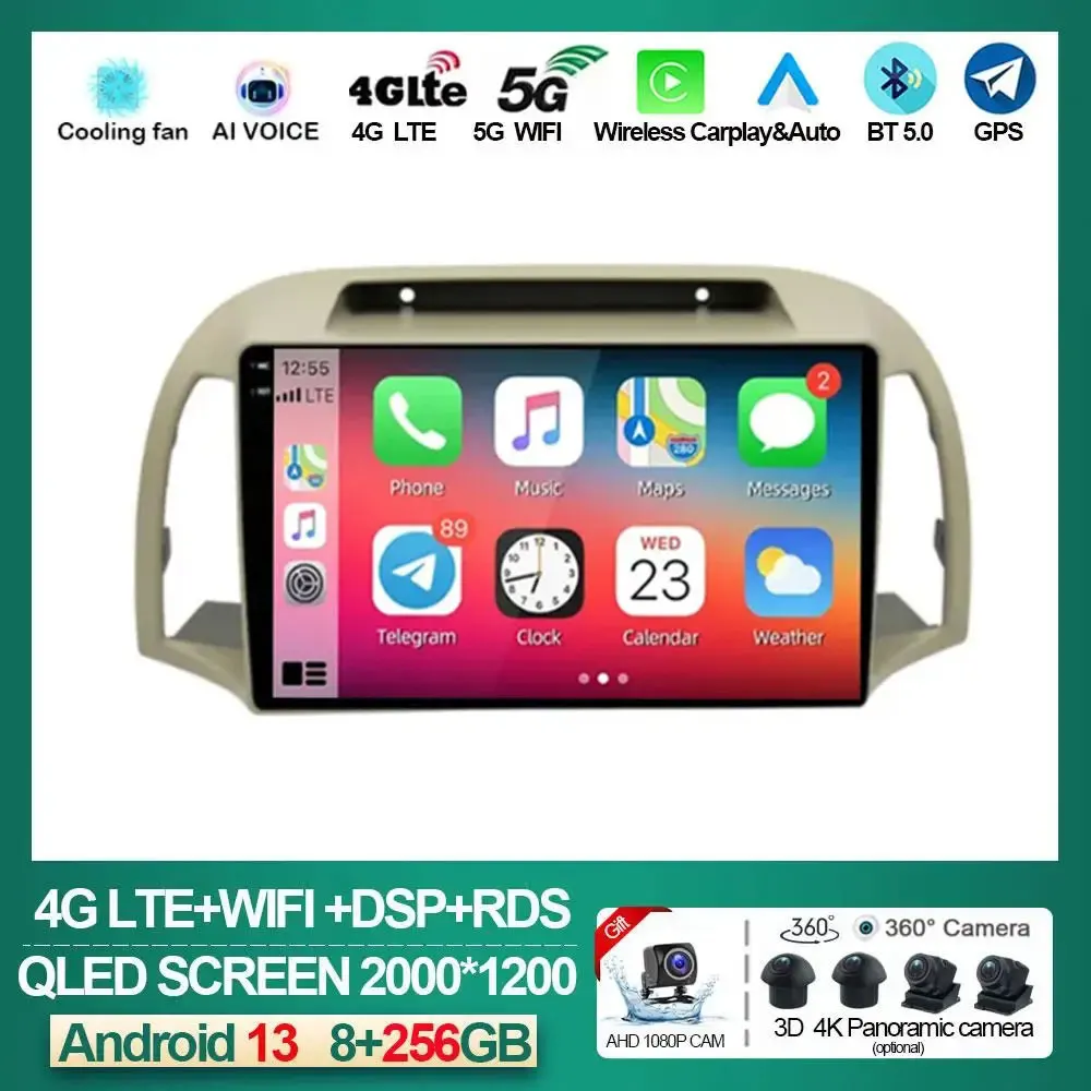 Android 13 For Nissan March Micra K12 2002 2003 - 2010 Navigation Autoradio Navi Auto Car Radio Audio Player Multimedia NO DVD