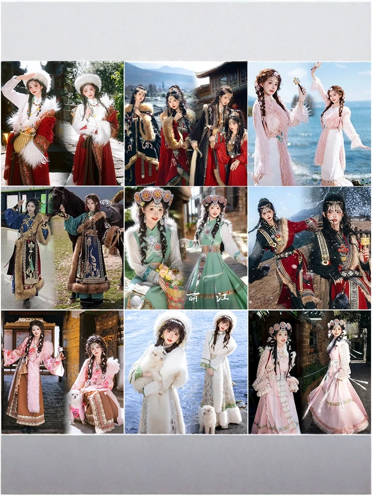 

Tibetan Costume Women's New Style Ethnic Fashion Travel Photography Girl Portrait Tibetan Robe Dress Spring 2025