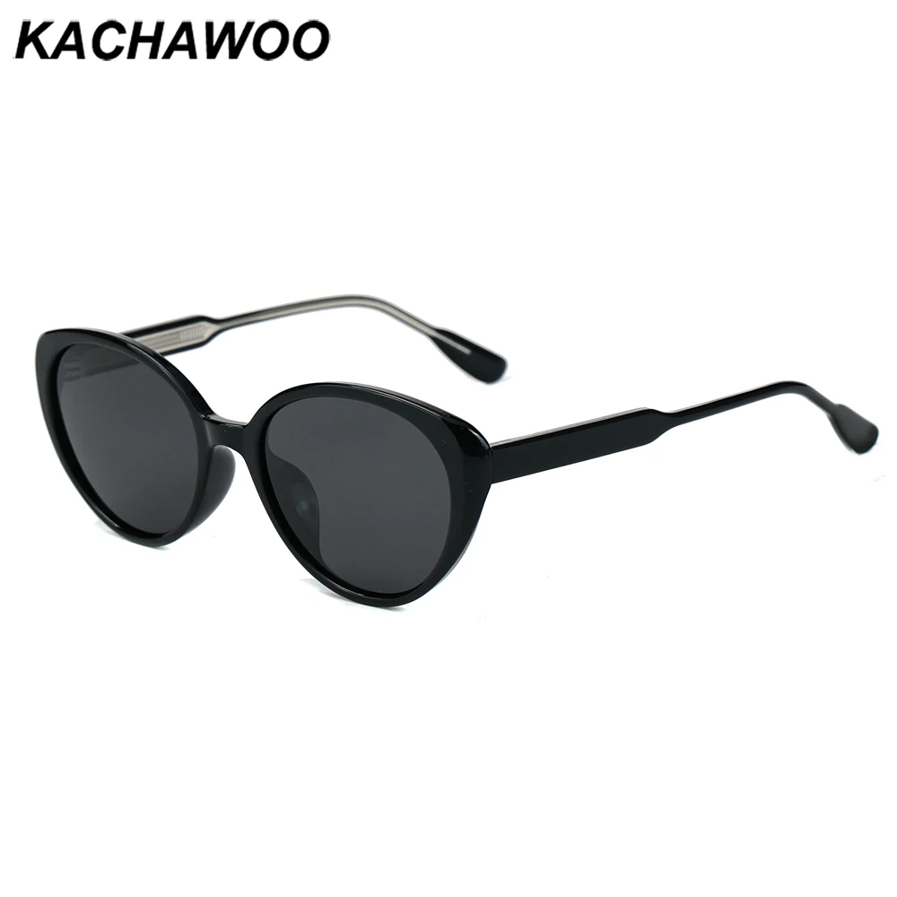

Kachawoo oval retro sunglasses polarized TR90 frame acetate cat eye sun glasses female male trend decoration Korean style black