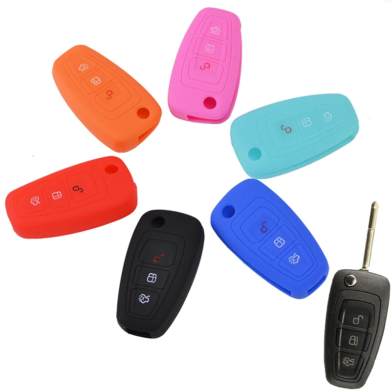 FIT FOR FORD FOCUS MK3 ST FIESTA RANGER MONDEO ECOSPORT ESCAPE KUGA FLIP KEY REMOTE SILICONE COVER CASE FOB SHELL 3 BUTTON