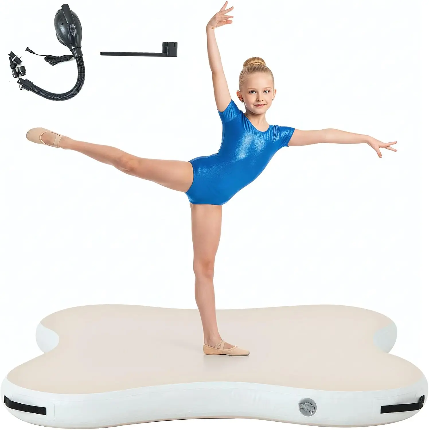 

Inflatable Gymnastics Air Mat with Electric Pump, Non Slip Drop Stitch Training Mat for Kids and Adults, Foldable Home Gym