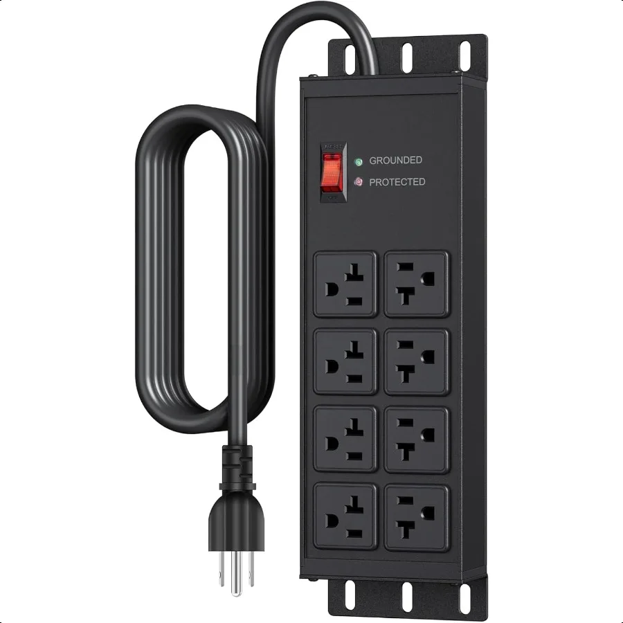 

Heavy Duty 20 Amp Surge Protector 4800J Garage Metal 8 Outlets 12 Gauge High Amp 515P Adapter Shop 620R TSlot Industrial Outlet