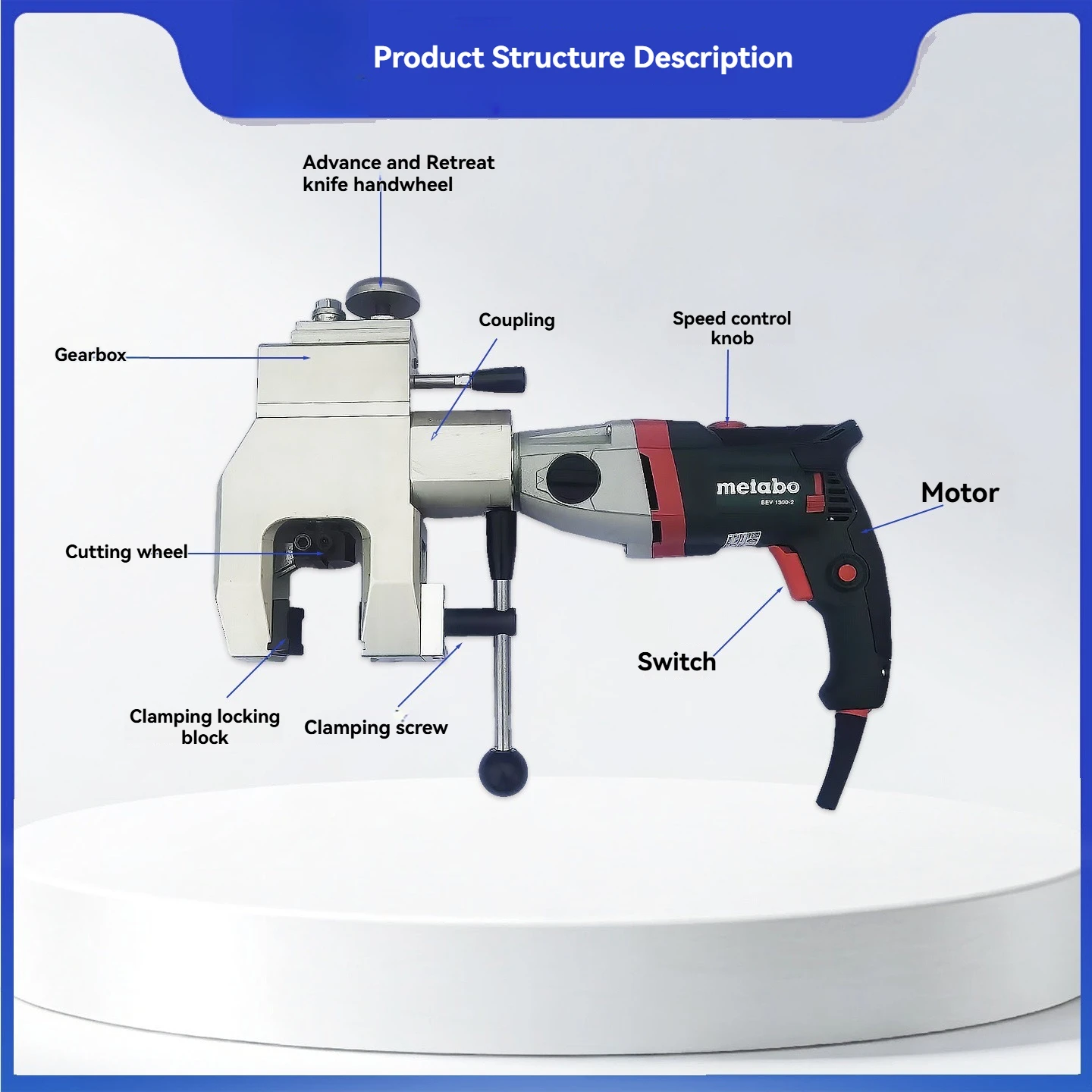 114 Portable Pipe Beveling Machine Electric Motor External Clamp Type Round Tube Bevel Grinder For Metal Pipe Chamfering