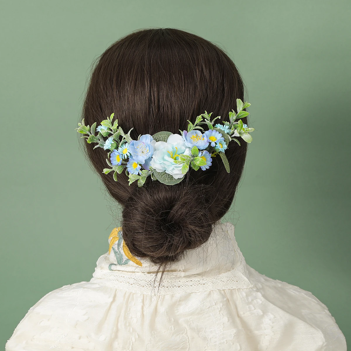 花のヘアクリップとヘッドドレス,結婚式のヘアクリップ,青い白,花柄,ヘアアクセサリー,ファッショナブル