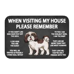 Please Remember Shih Tzu Dogs House Rules Doormat Mat Anti-Slip Bath Kitchen Living Room Entrance Rug Carpet 40*60cm