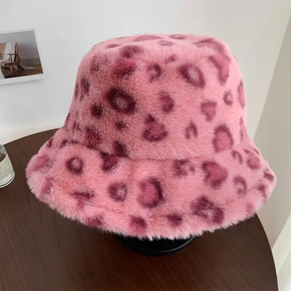 Korea Pink Wool Bucket Hats Women Autumn Winter Thickened Warm Love Heart Basin Hat Female Ins Caring Plush Fisherman Hat Gifts