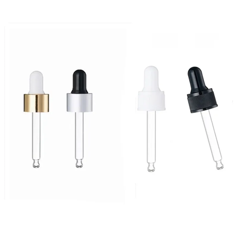 

18-410 glass dropper plastic/aluminum Child resistant Cap lid assembly with rubber bulb and glass pipette X10 essential oil nail