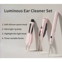 Luminous Ear Cleaner Set LED Light Earwax Clip Ear Wax Removal Silicone Earscoop Picking Tweezers Ear Care Tool USB Charging
