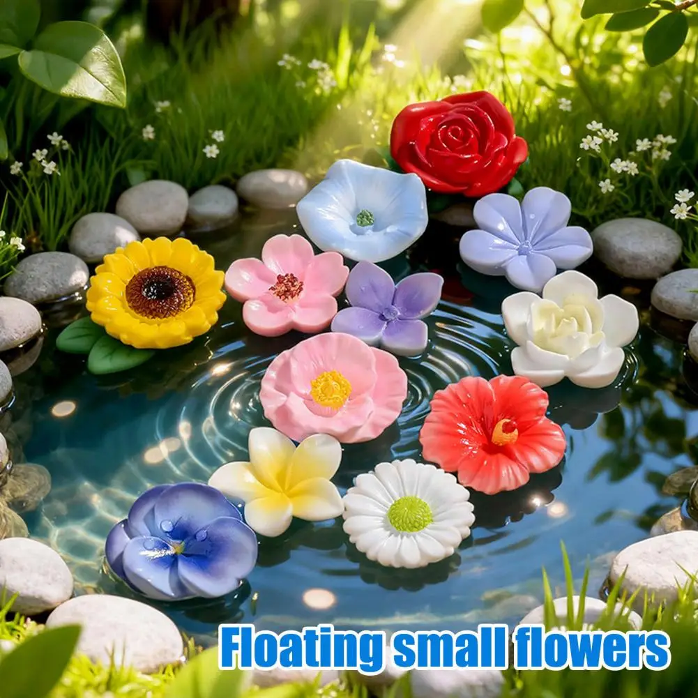 Resin Flower Ornaments Mini Artificial Flowers Resin 3d Realistic Roses Sunflowers Camellias for Fish Tank Decor Diy Hairpins