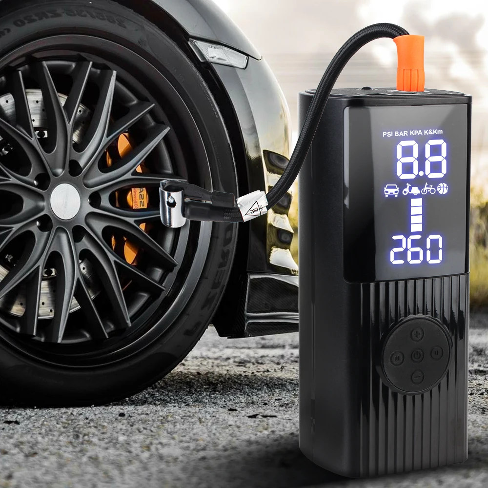 Tire Air Pump Portable Inflator Car Air Compressor 0-150psi/10bar Tire Pressure Test Wireless Inflatable Pump