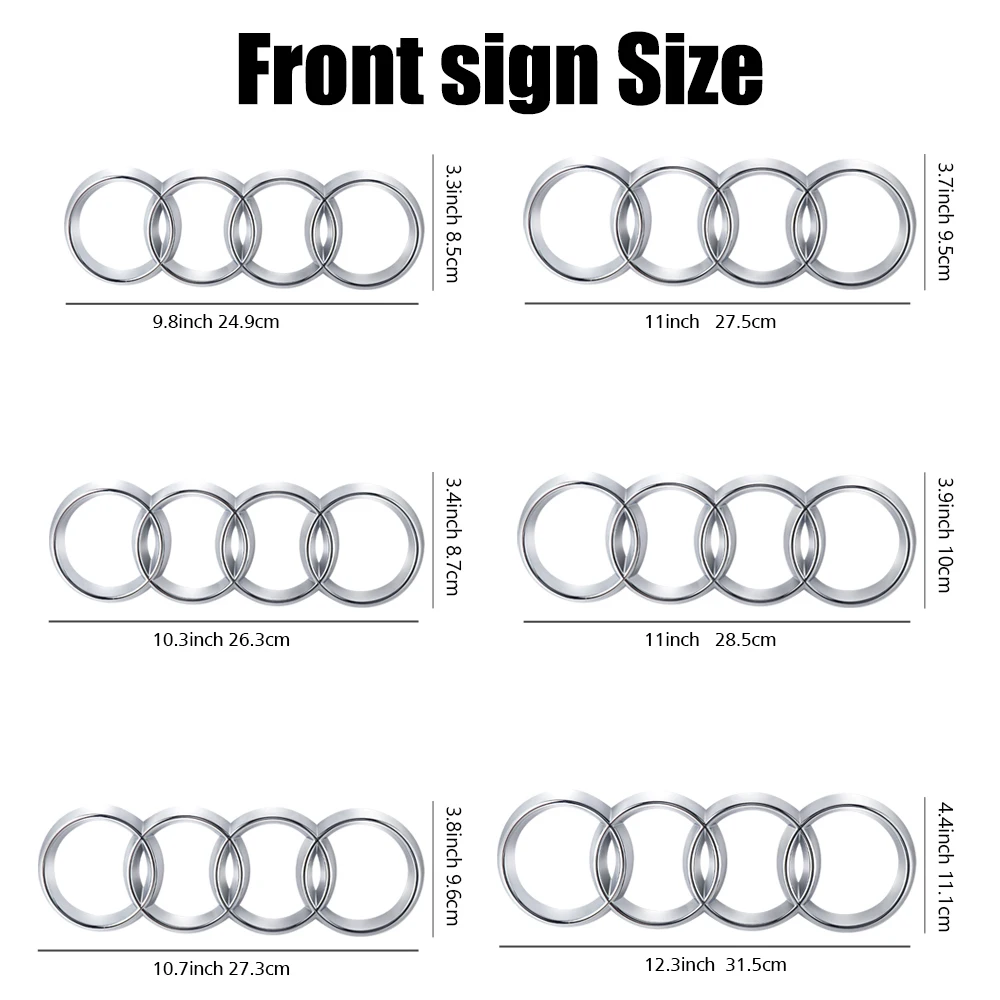 4Rings Logo ABS Chrome Black Car Front Hood Emblem Bonnet Badge Rear Trunk Badge For Audi a3 a4 8p b8 b6 a6 c7 8v c6 a5 q5 a1 RS