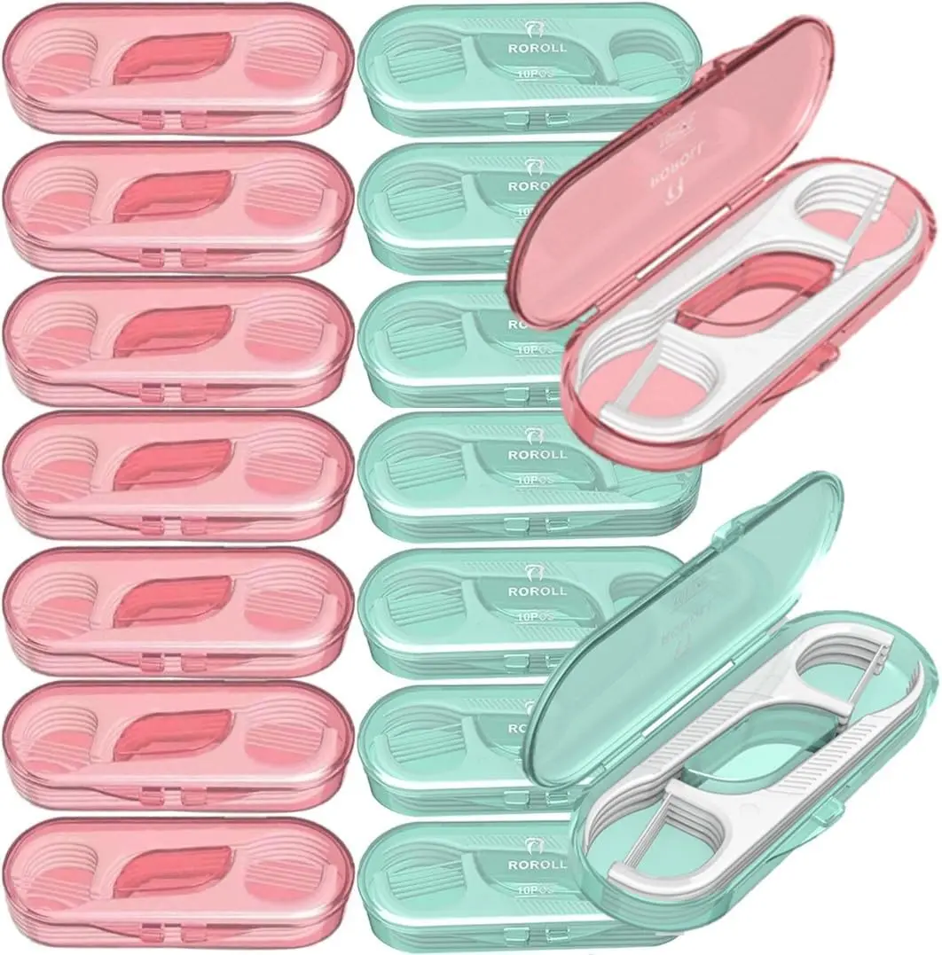 

Packs Travel Dental Floss Pick Case, Holder, Come with 140pcs Premium QUALIALL Toothpick Flossers for Adults Teeth Cleaning, Sea