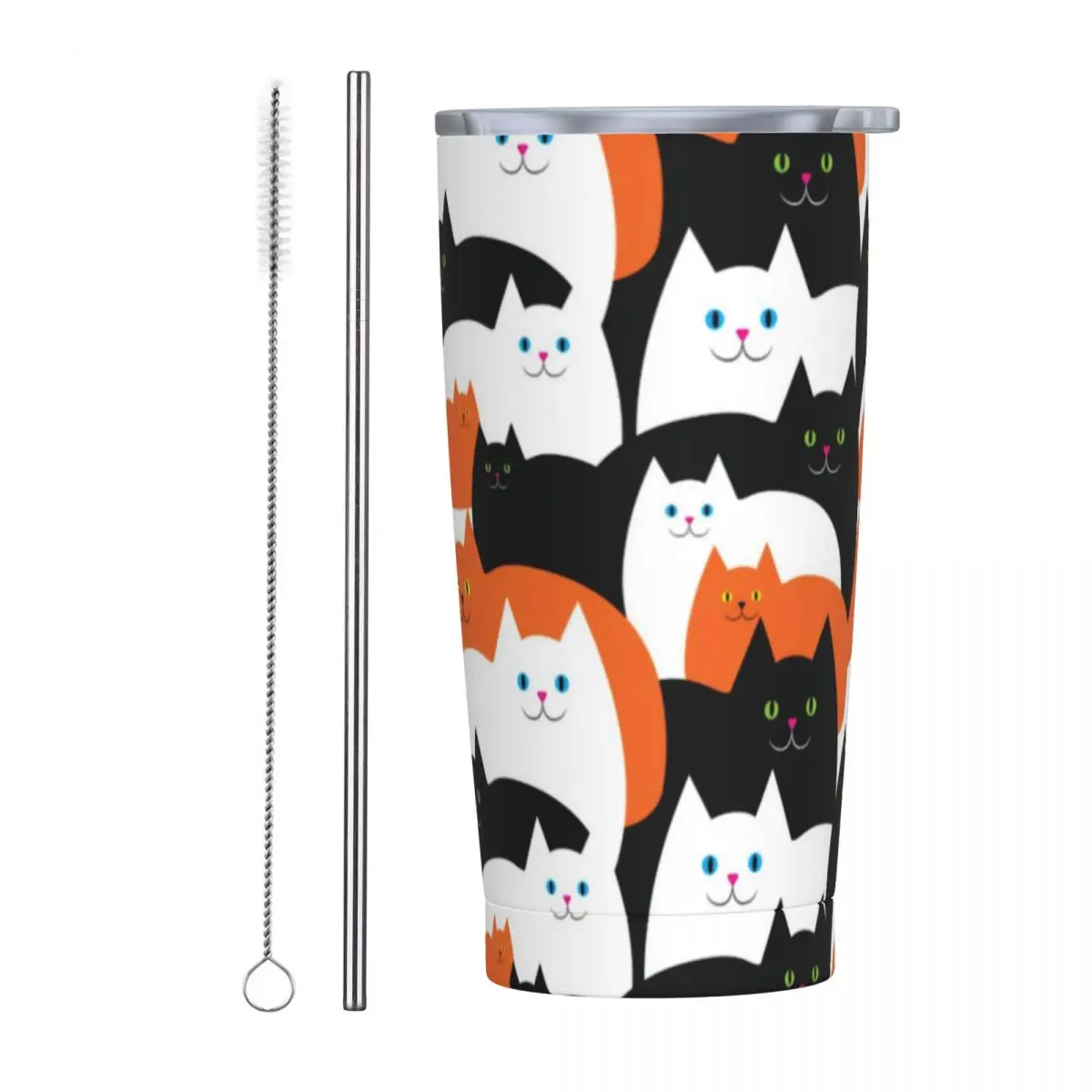 Halloween Cat Stainless Steel Tumbler Fun Cats Trick or Treat Beach Car Mugs Thermal Cups Heat Hot Drinks Milk Tea Water Bottle