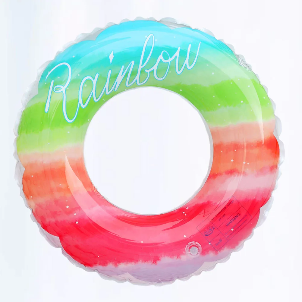 

Rainbow Swimming Ring For Adults Inflatable Pool Float 480G, Durable Beach Lake Swim Aid Rainbow Color