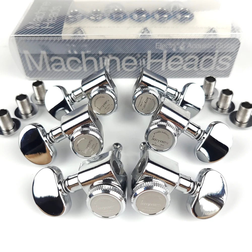 

1 Set 3R3L Locking Electric Guitar Machine Heads Tuners For LP SG Lock String Tuning Pegs Chrome Silver